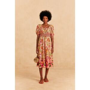 NEW Farm Rio Tropical Pink Midi Dress